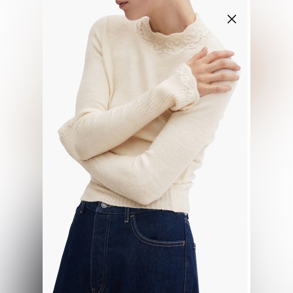Mango Sweaters - NWOT Mango Mock Neck Flare Cuff Sweater